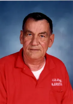 A man in red shirt and white shirt.